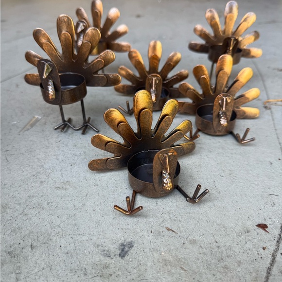 Set of Metal Turkey Candle Holders - Picture 1 of 3